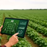 Uso de inteligencia artificial en la agricultura moderna mediante tablet y análisis de cultivos